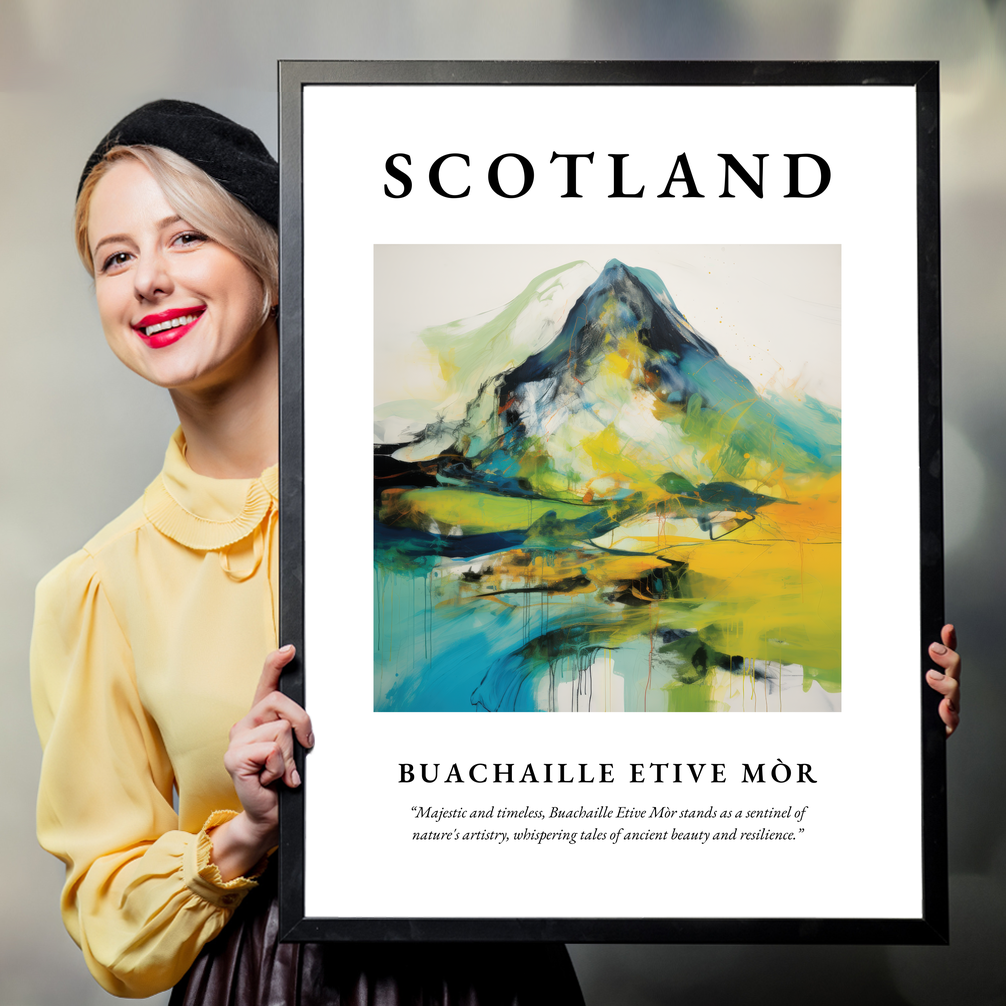 Person holding a poster of Buachaille Etive Mòr