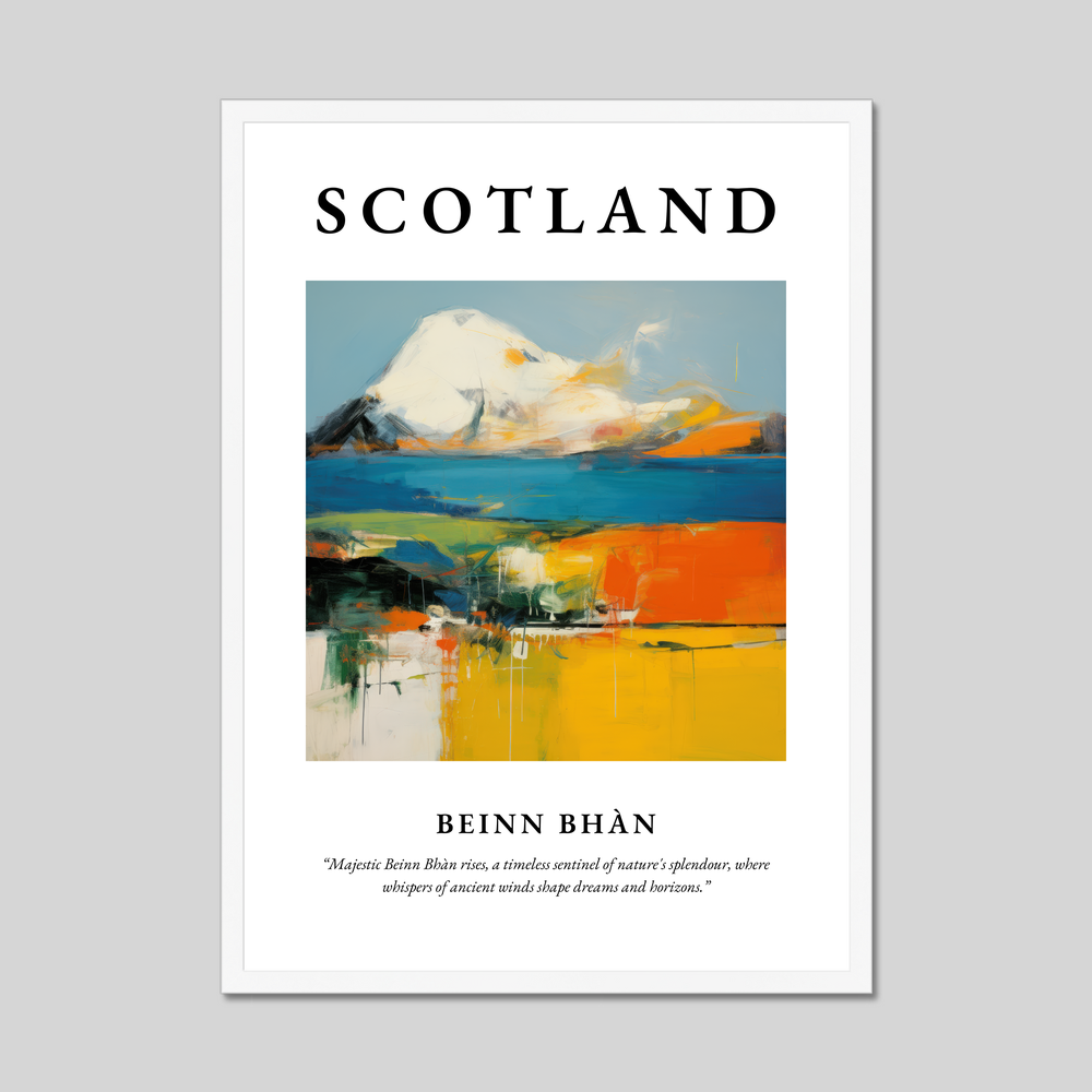 Poster in a white frame with the word Scotland