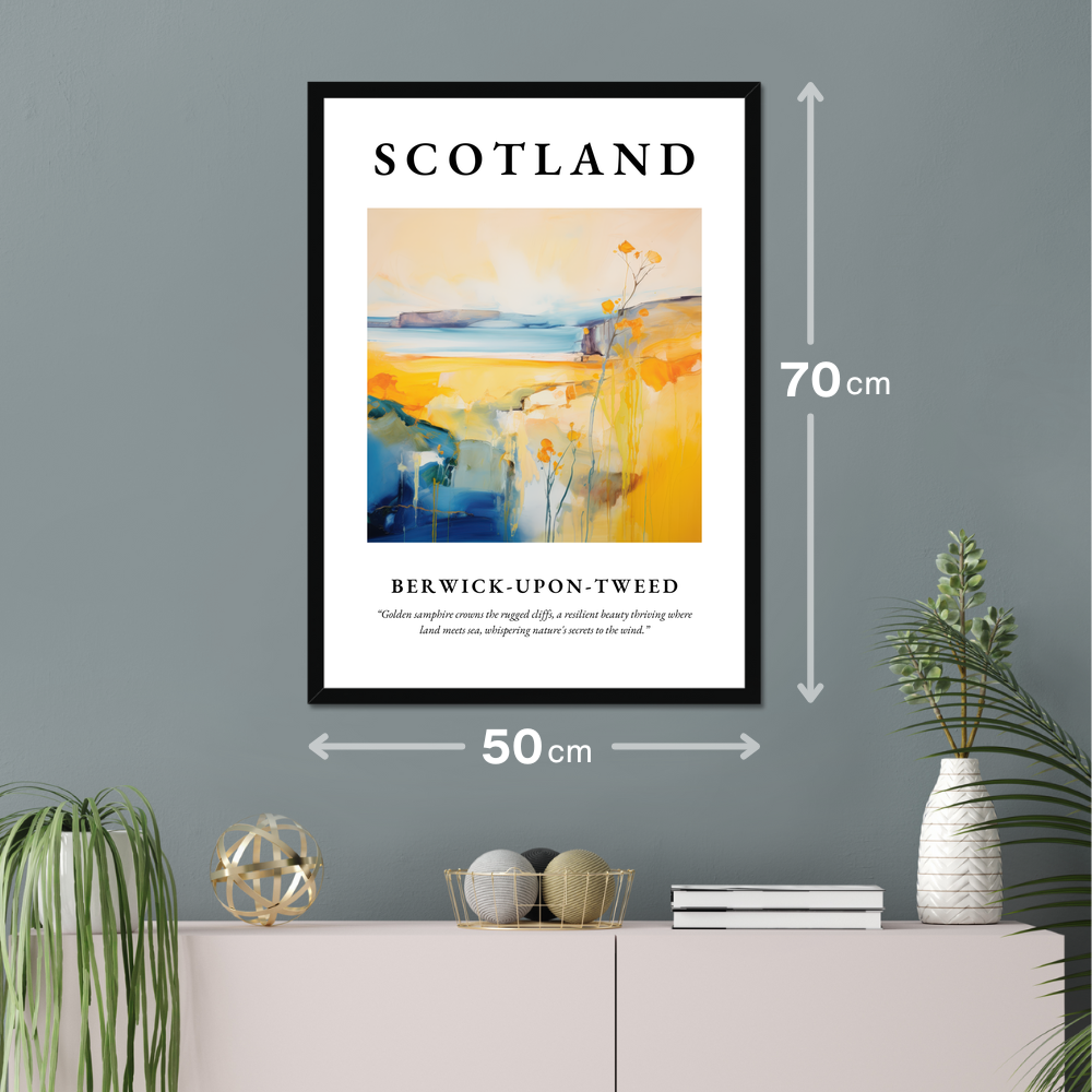 Poster of Berwick-upon-Tweed hanging on a wall