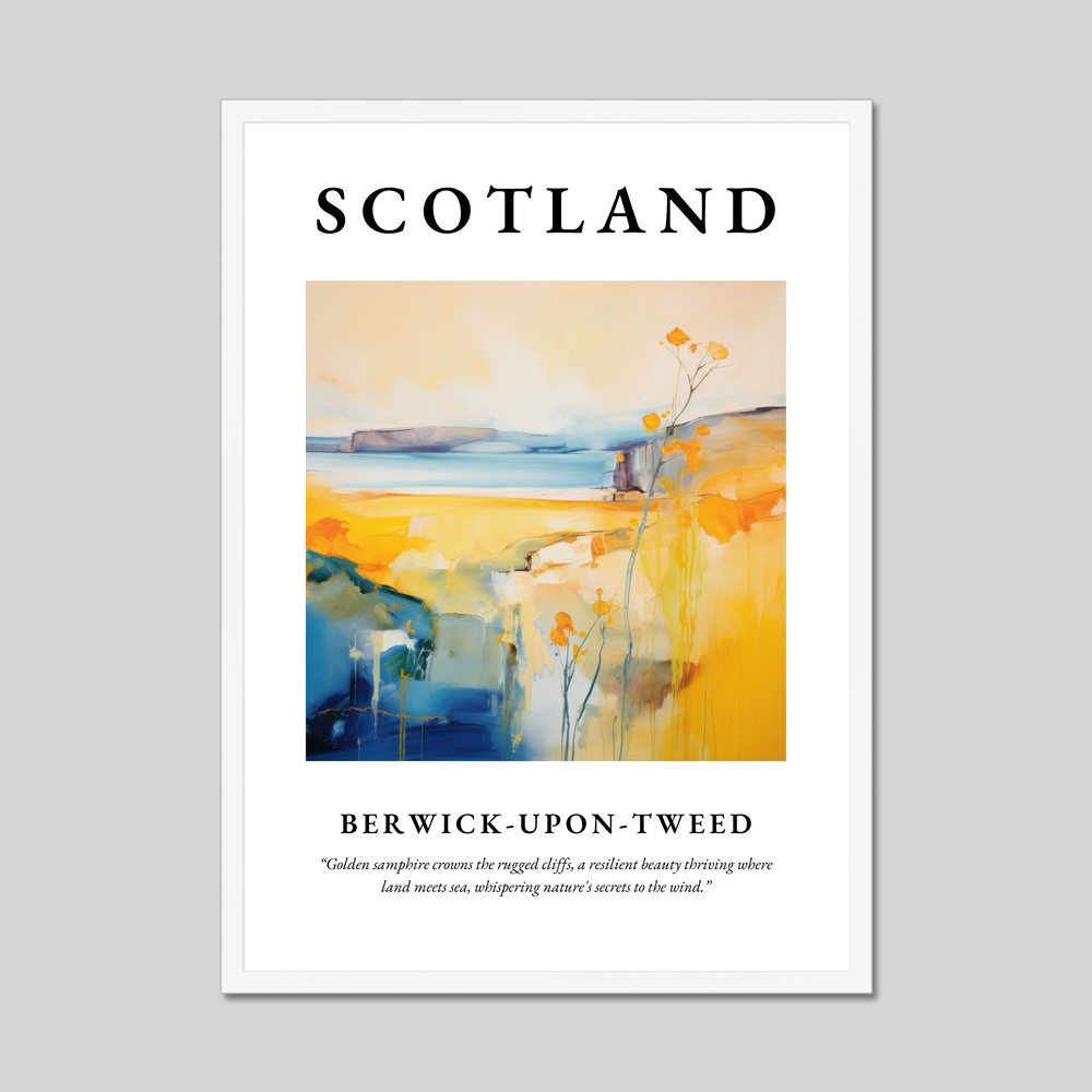 Poster in a white frame with the word Scotland