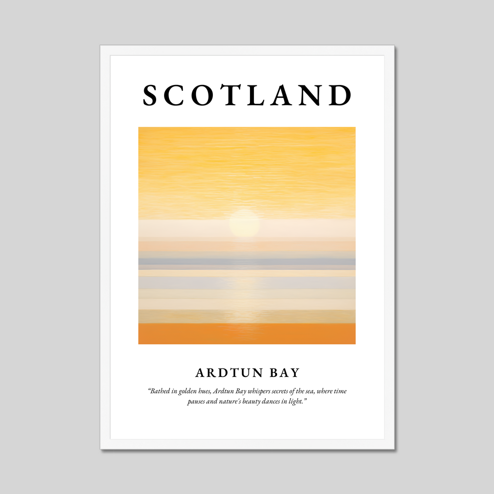 Poster in a white frame with the word Scotland