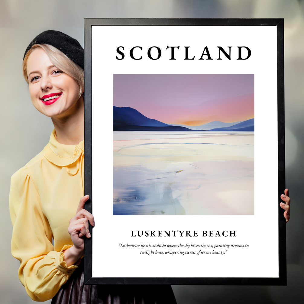 Person holding a poster of Luskentyre Beach