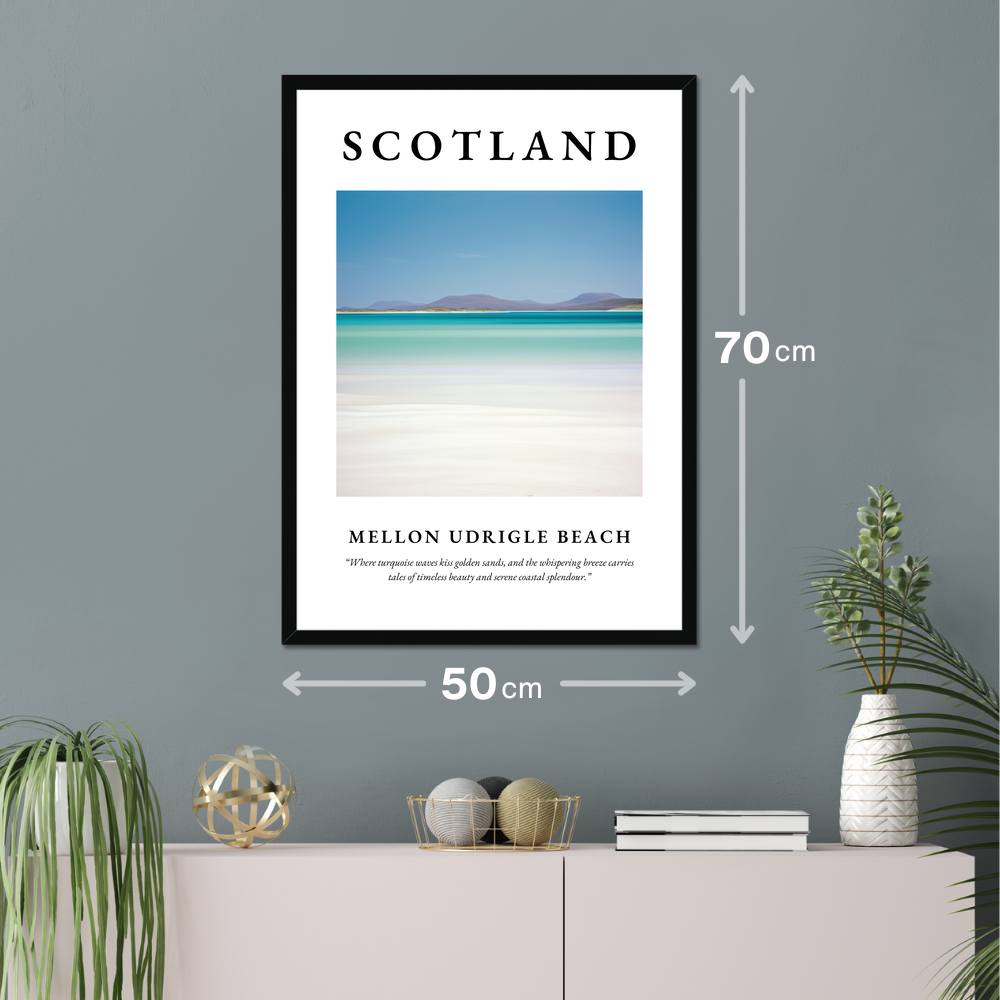 Poster of Mellon Udrigle Beach hanging on a wall