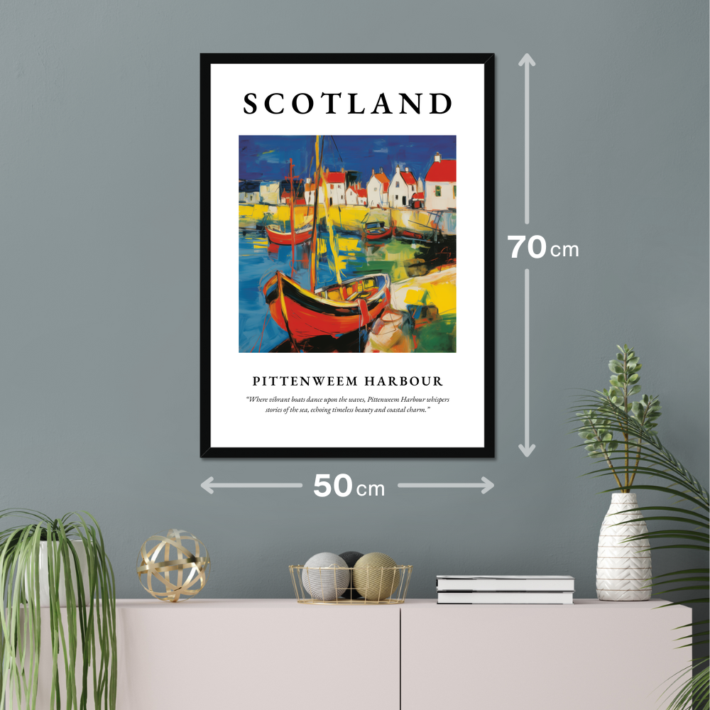 Poster of Pittenweem Harbour hanging on a wall