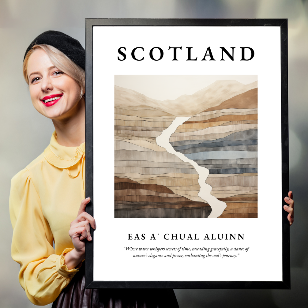 Person holding a poster of Eas a' Chual Aluinn