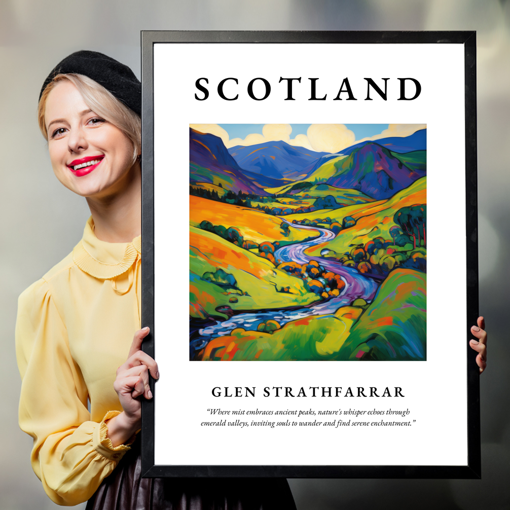 Person holding a poster of Glen Strathfarrar