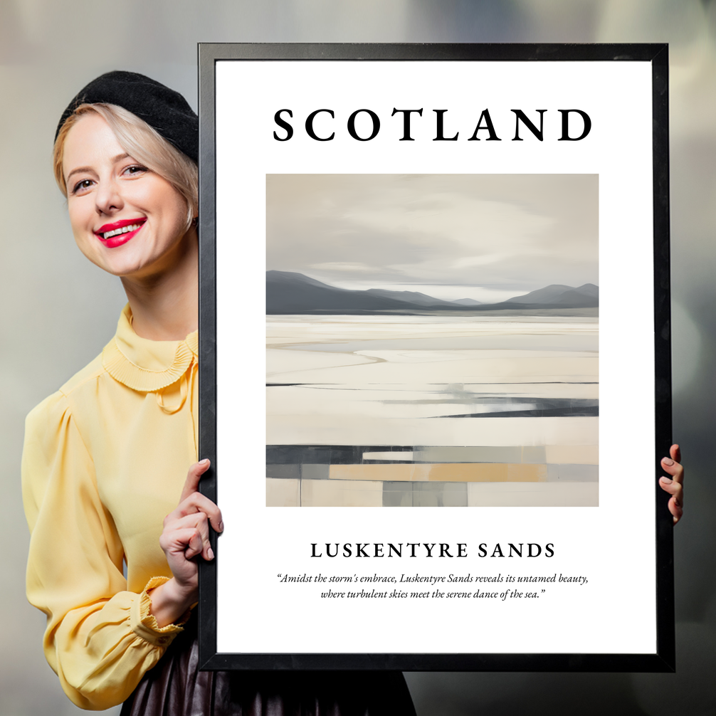 Person holding a poster of Luskentyre Sands