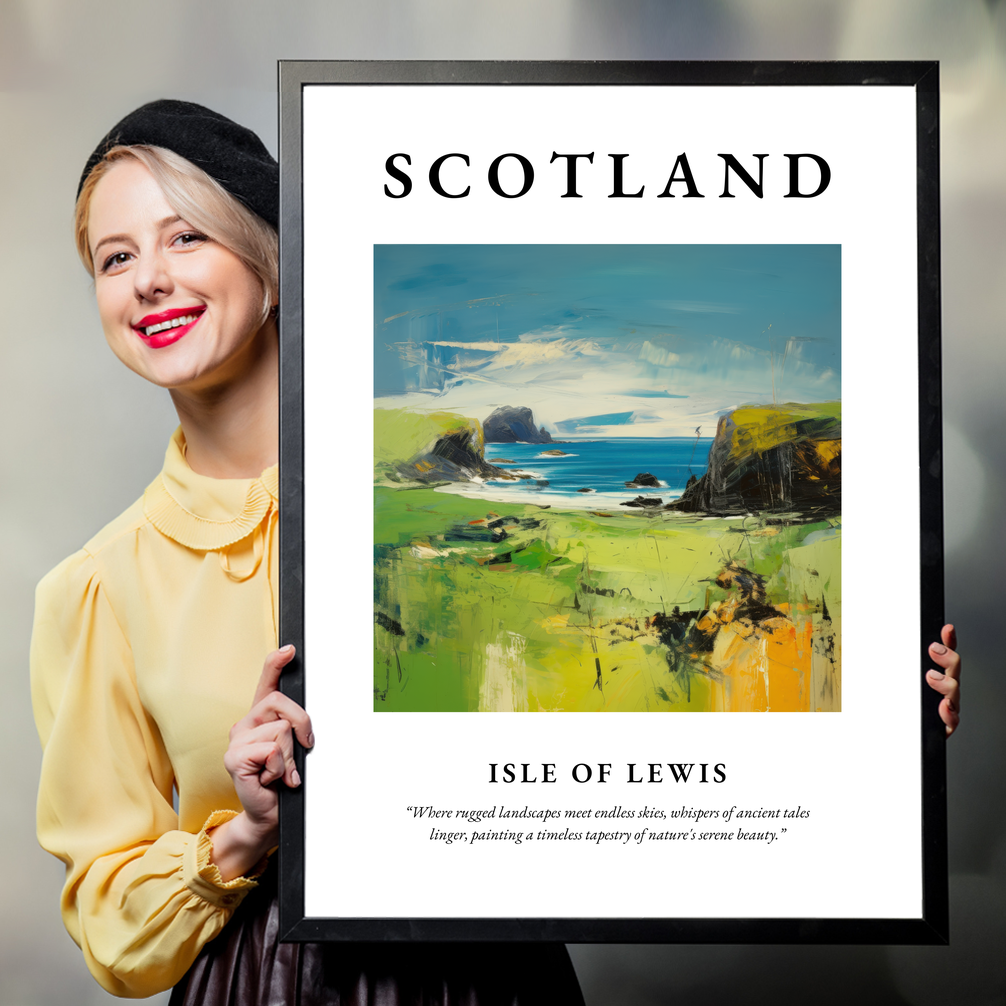 Person holding a poster of Isle of Lewis