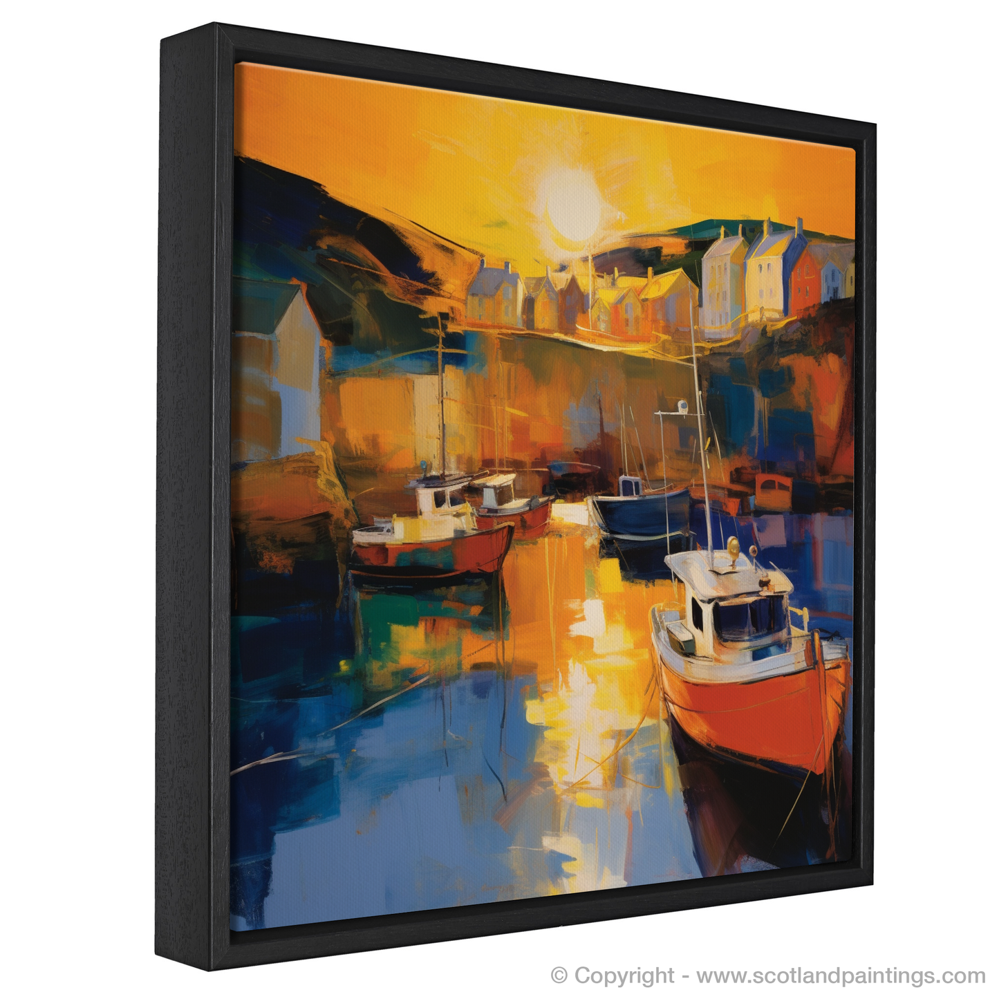 Golden Hour at Gardenstown Harbour: An Abstract Expressionist Ode