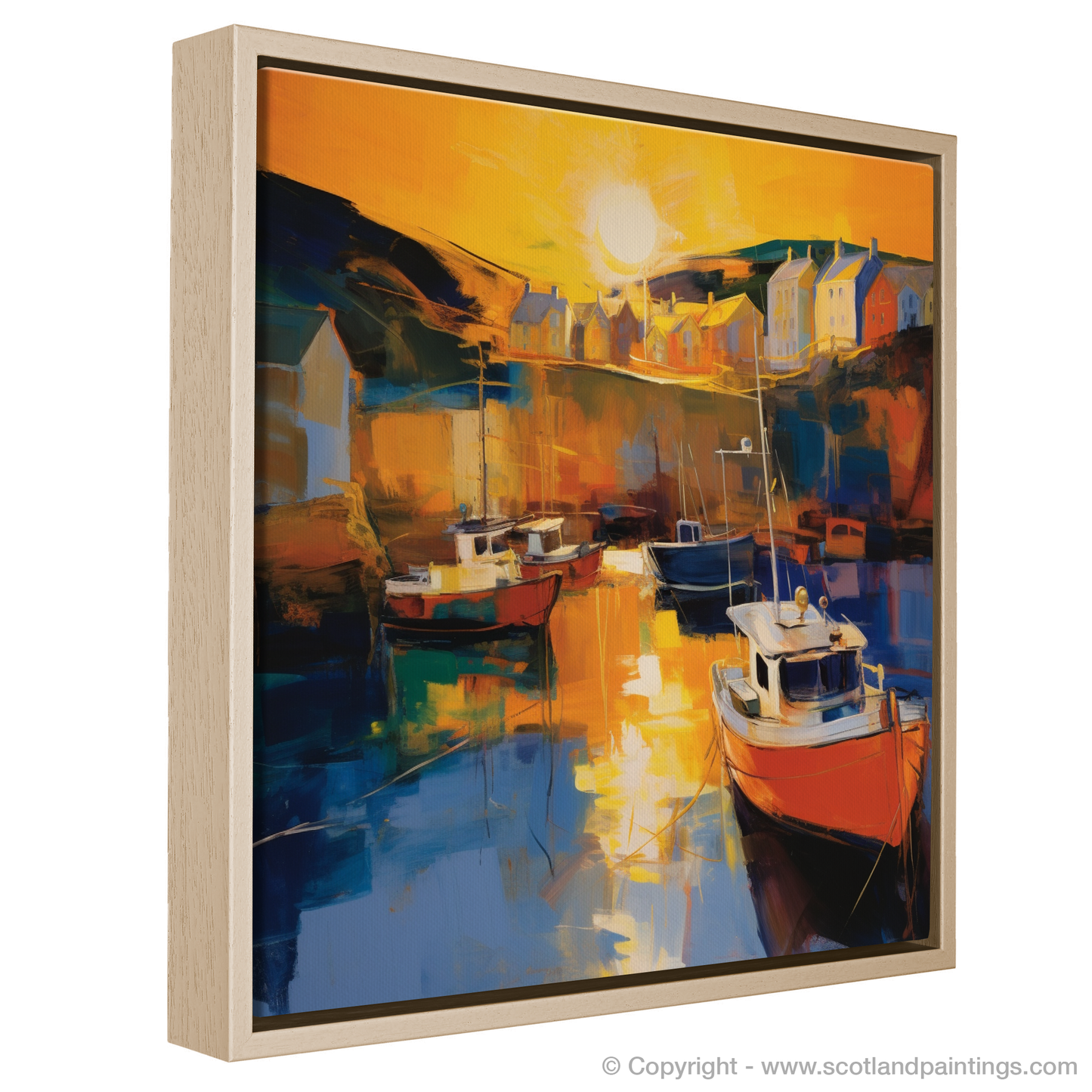 Golden Hour at Gardenstown Harbour: An Abstract Expressionist Ode