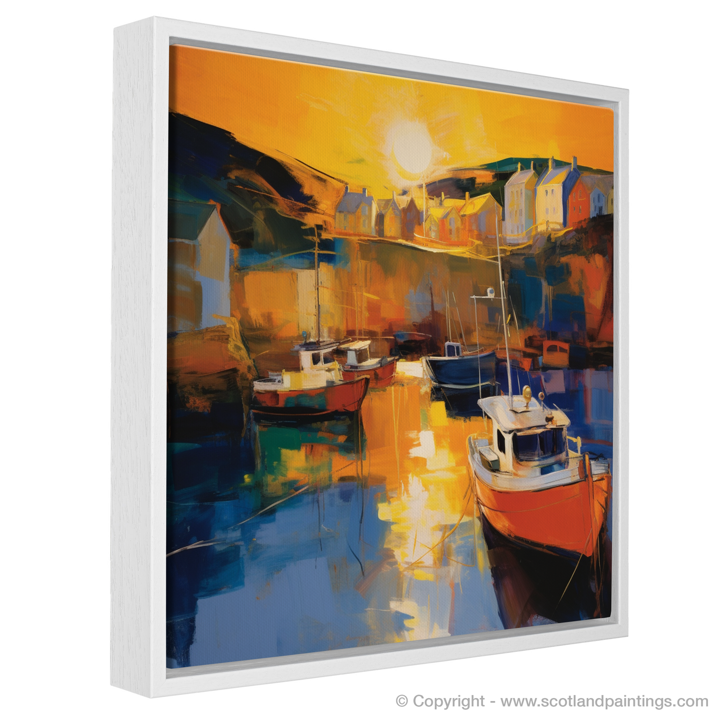 Golden Hour at Gardenstown Harbour: An Abstract Expressionist Ode