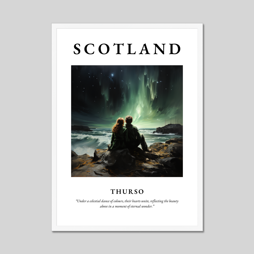 Poster in a white frame with the word Scotland