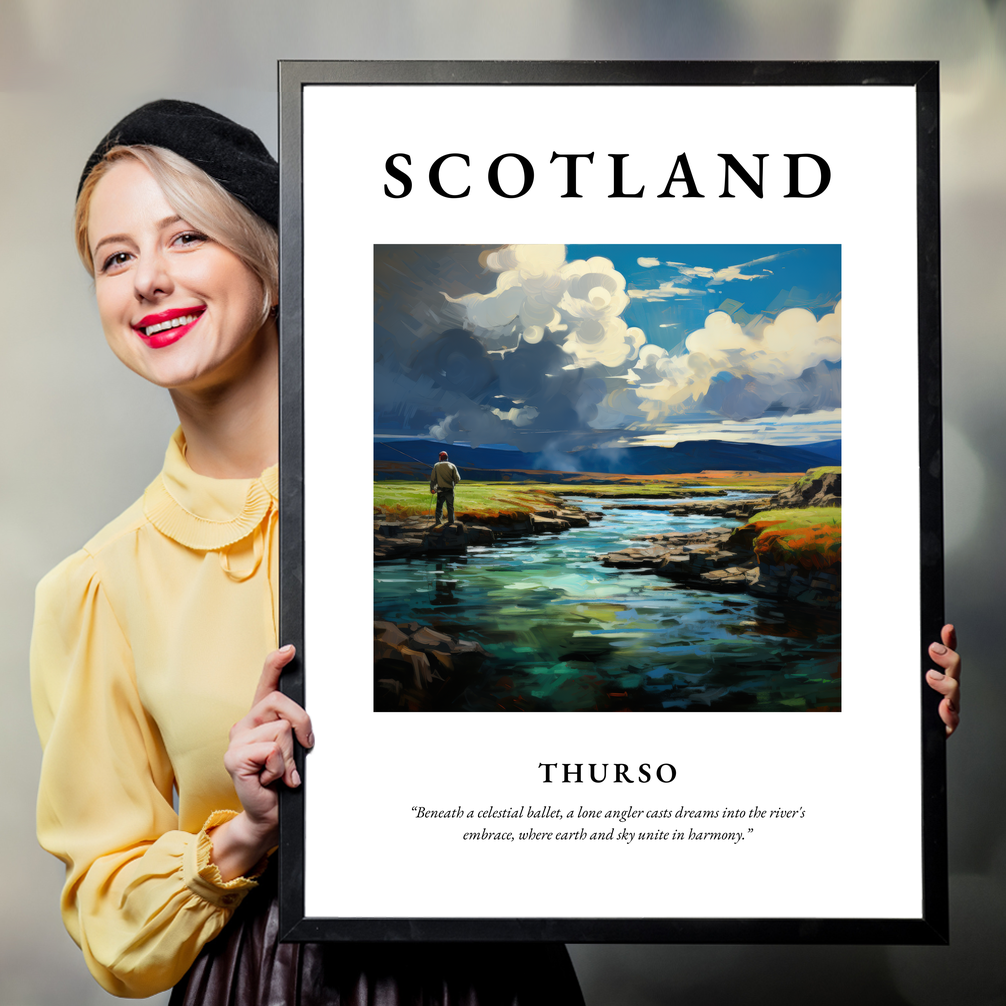 Person holding a poster of Thurso