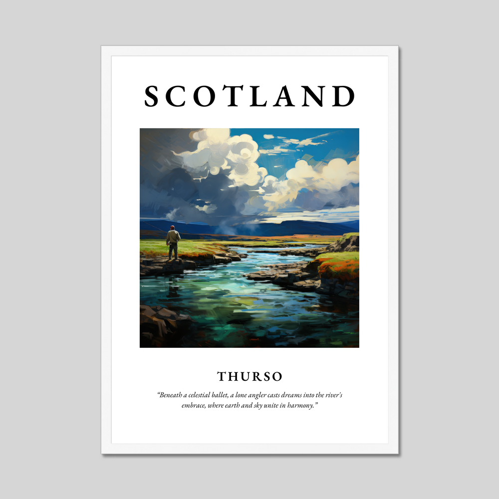 Poster in a white frame with the word Scotland