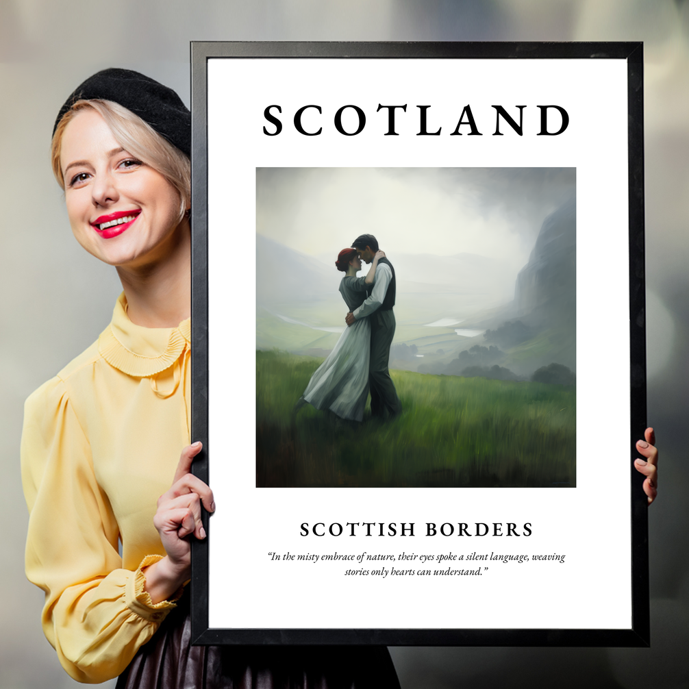 Person holding a poster of Scottish Borders