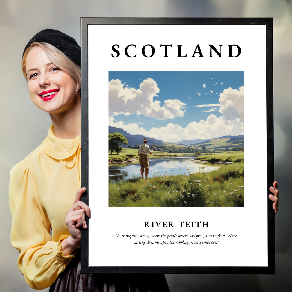 Person holding a poster of River Teith