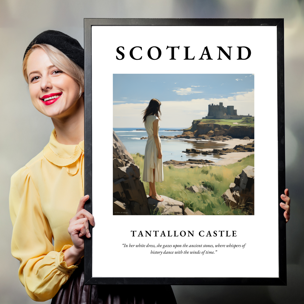 Person holding a poster of Tantallon Castle