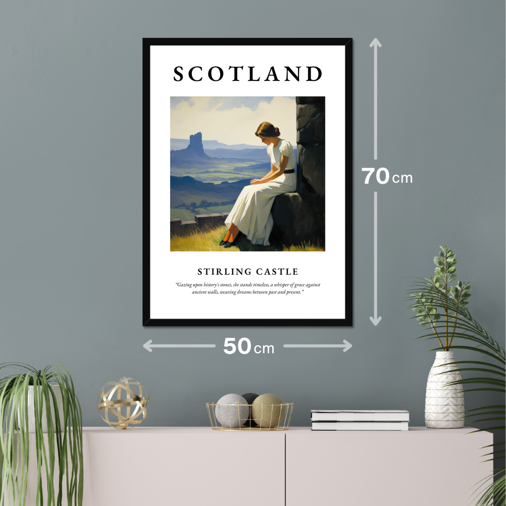 Poster of Stirling Castle hanging on a wall