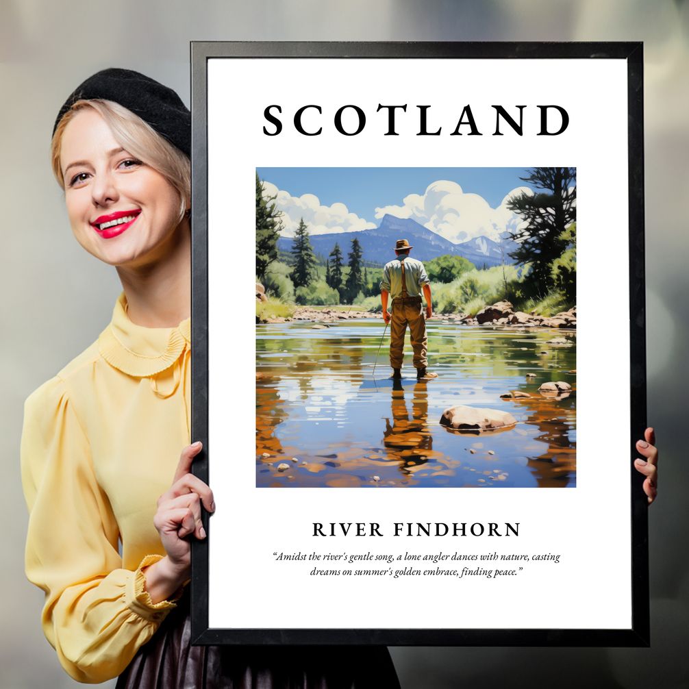 Person holding a poster of River Findhorn