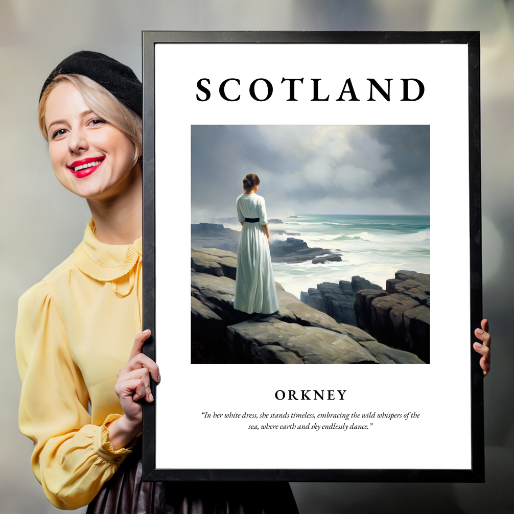 Person holding a poster of Orkney