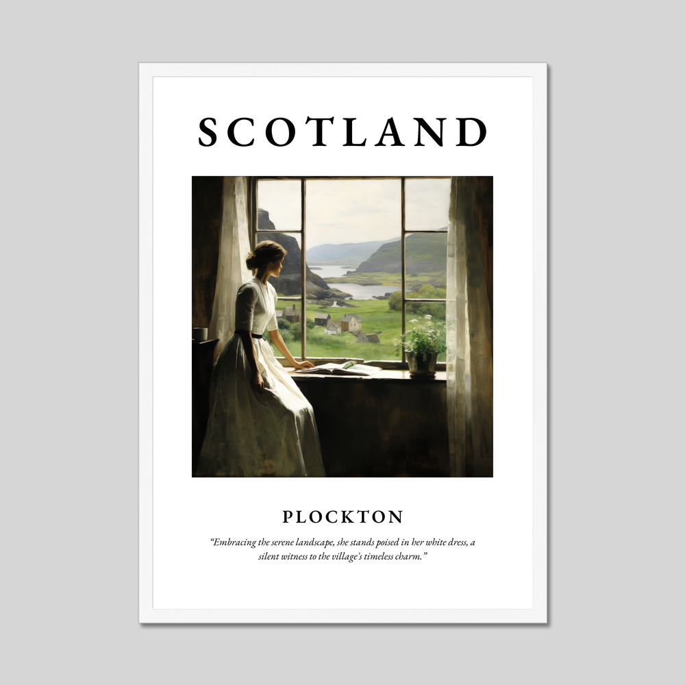 Poster in a white frame with the word Scotland