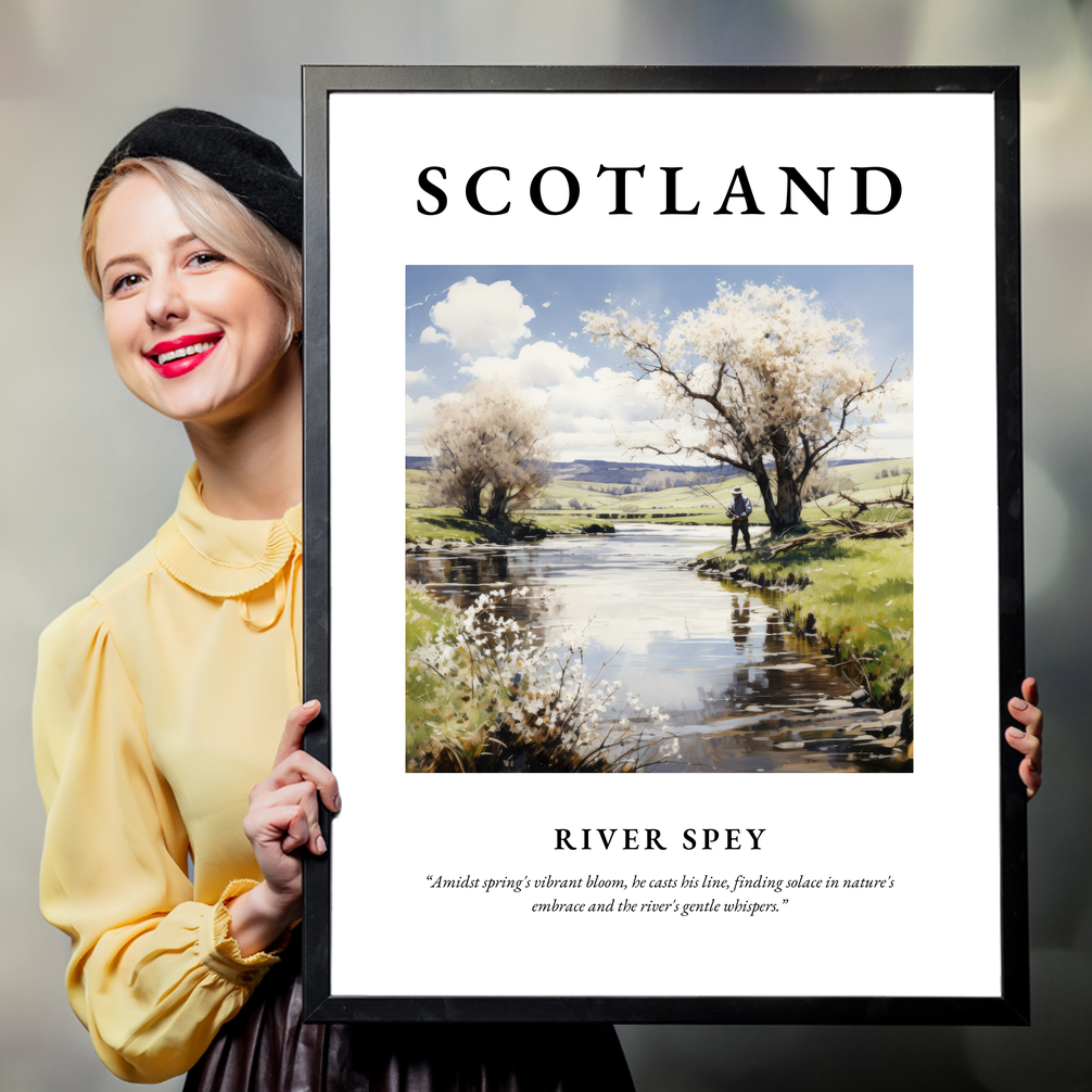 Person holding a poster of River Spey