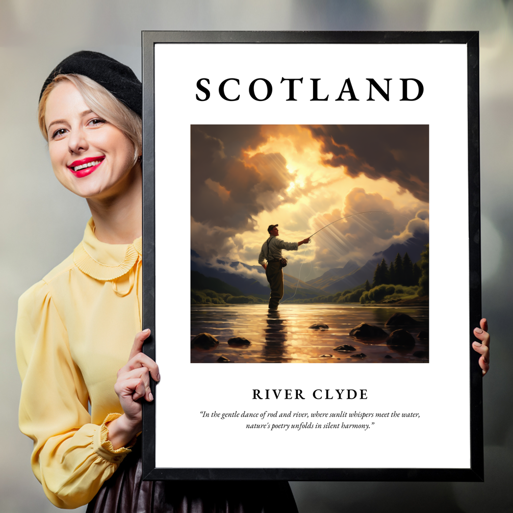 Person holding a poster of River Clyde