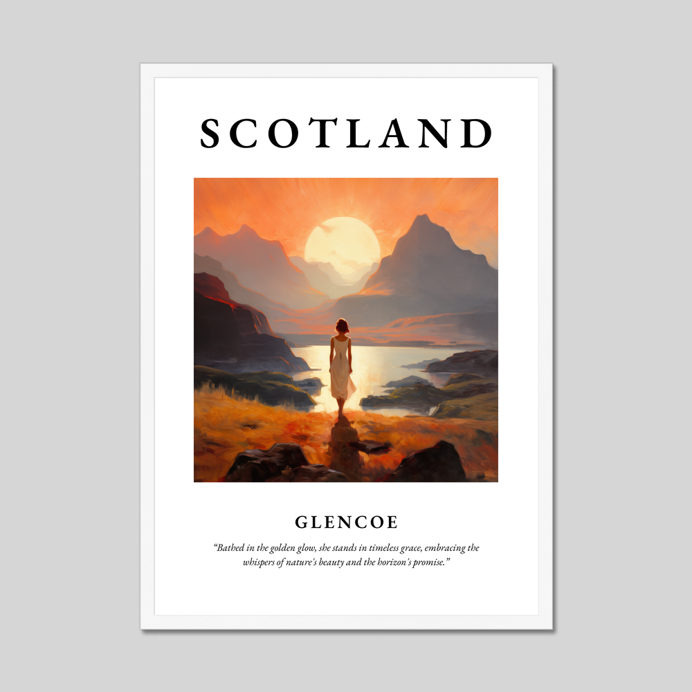 Poster in a white frame with the word Scotland