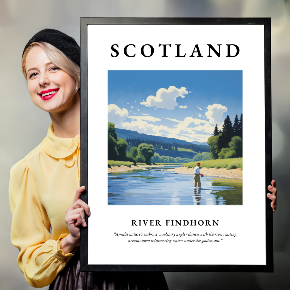 Person holding a poster of River Findhorn