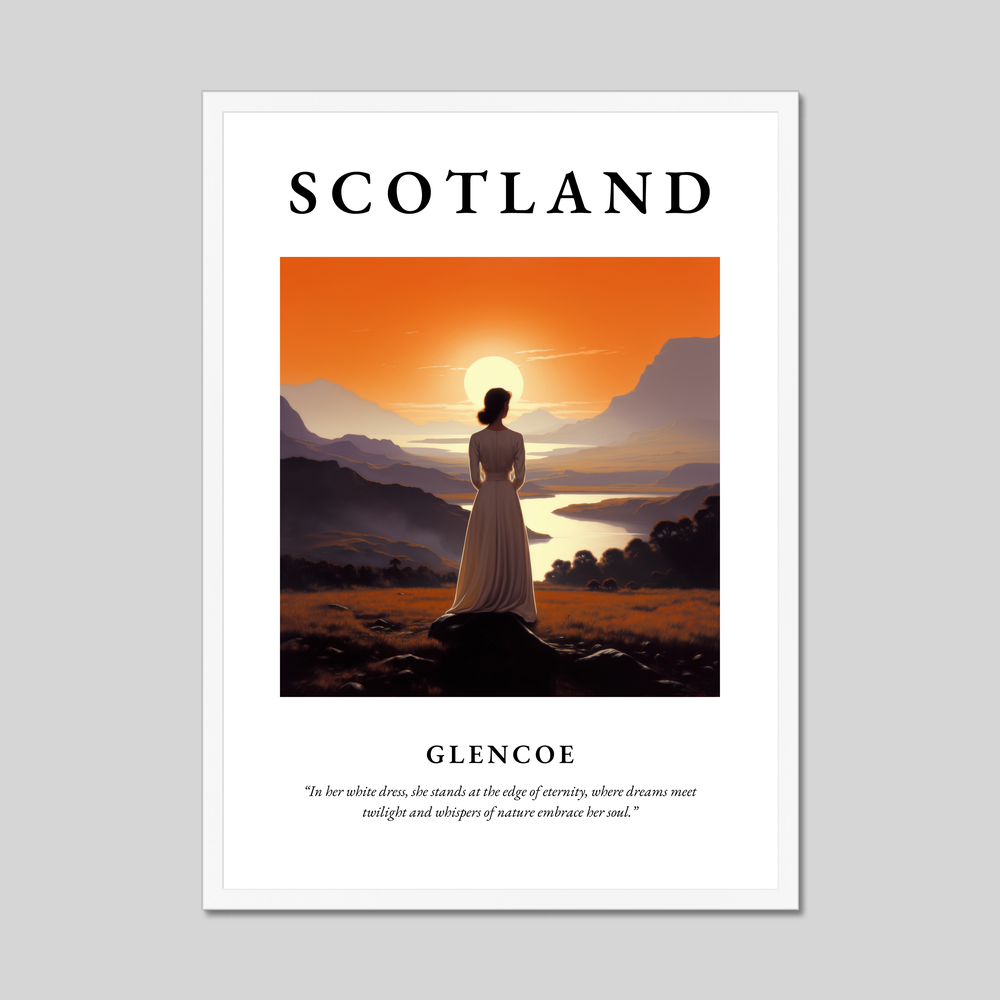 Poster in a white frame with the word Scotland