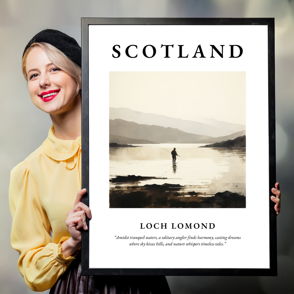 Person holding a poster of Loch Lomond