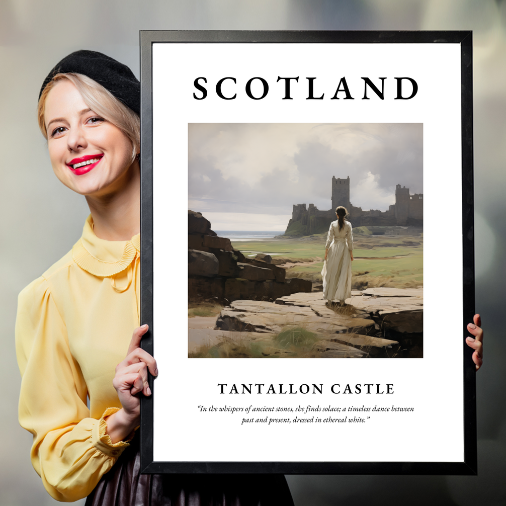 Person holding a poster of Tantallon Castle