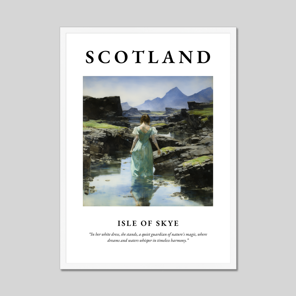 Poster in a white frame with the word Scotland