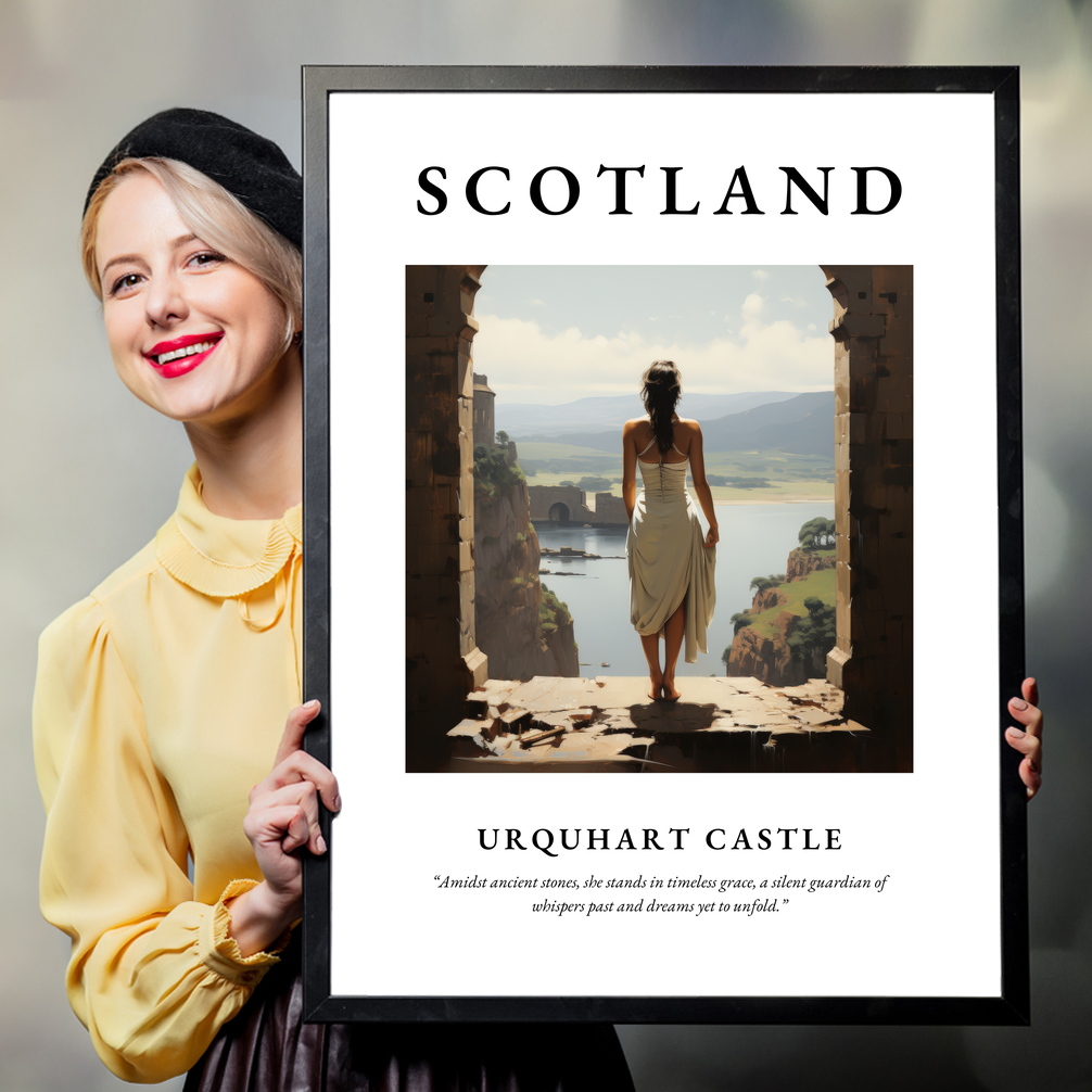 Person holding a poster of Urquhart Castle