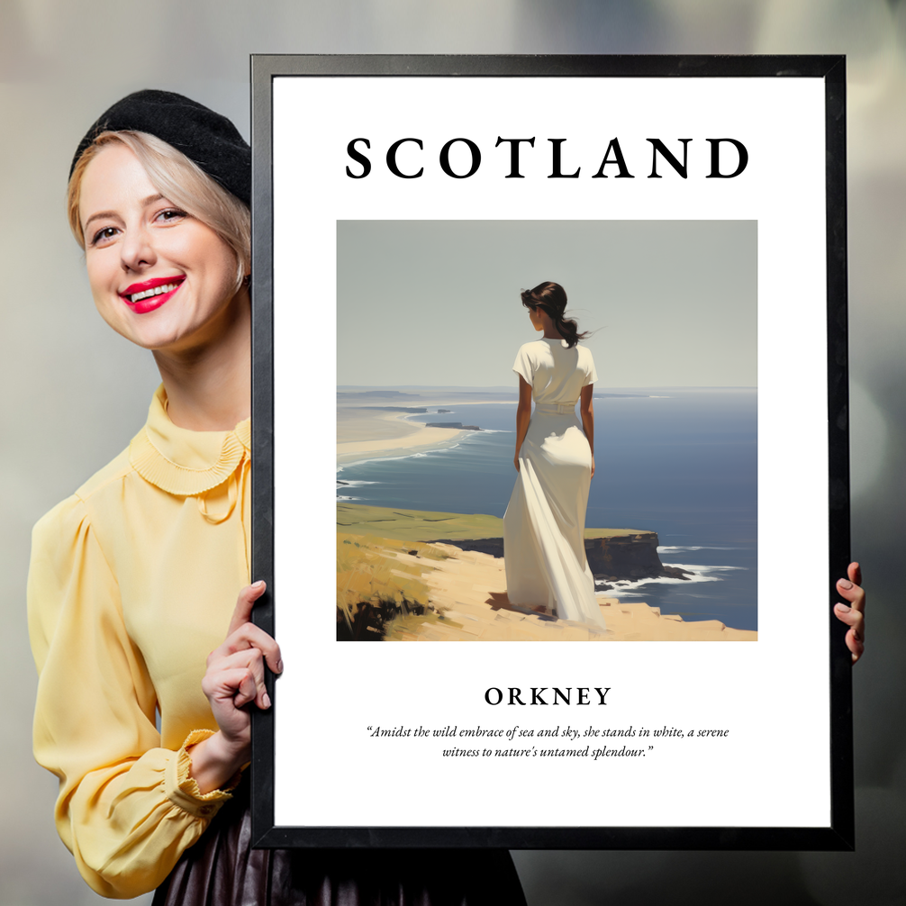 Person holding a poster of Orkney