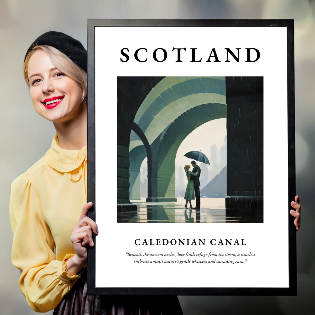 Person holding a poster of Caledonian Canal