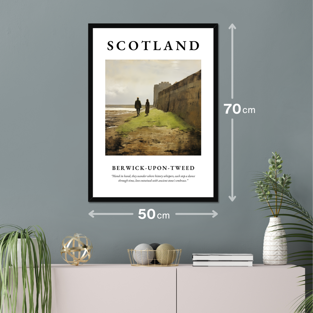 Poster of Berwick-upon-Tweed hanging on a wall