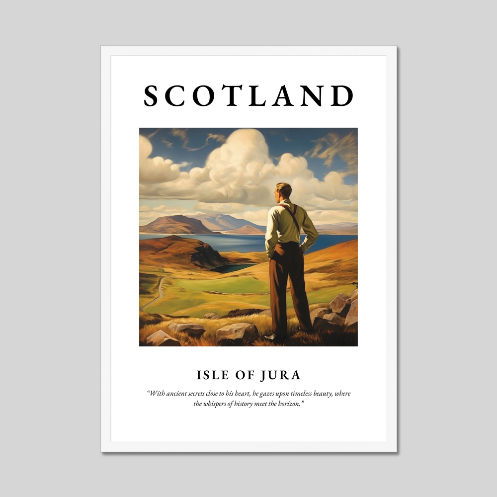 Poster in a white frame with the word Scotland