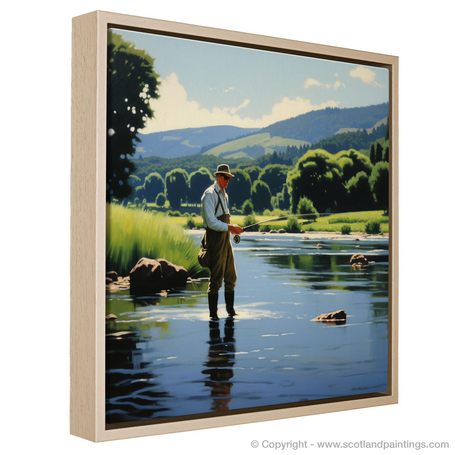 Serene Splendour: A Man Fly Fishing on the River Teith