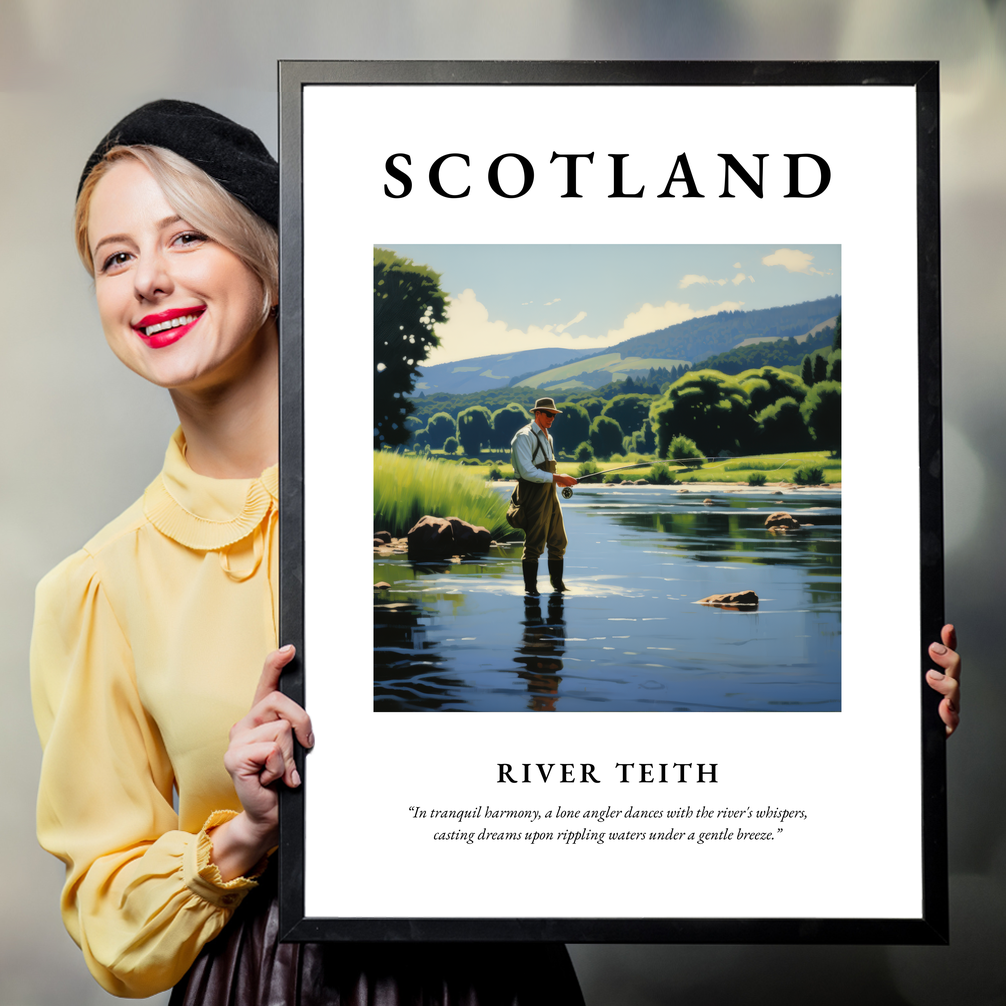 Person holding a poster of River Teith