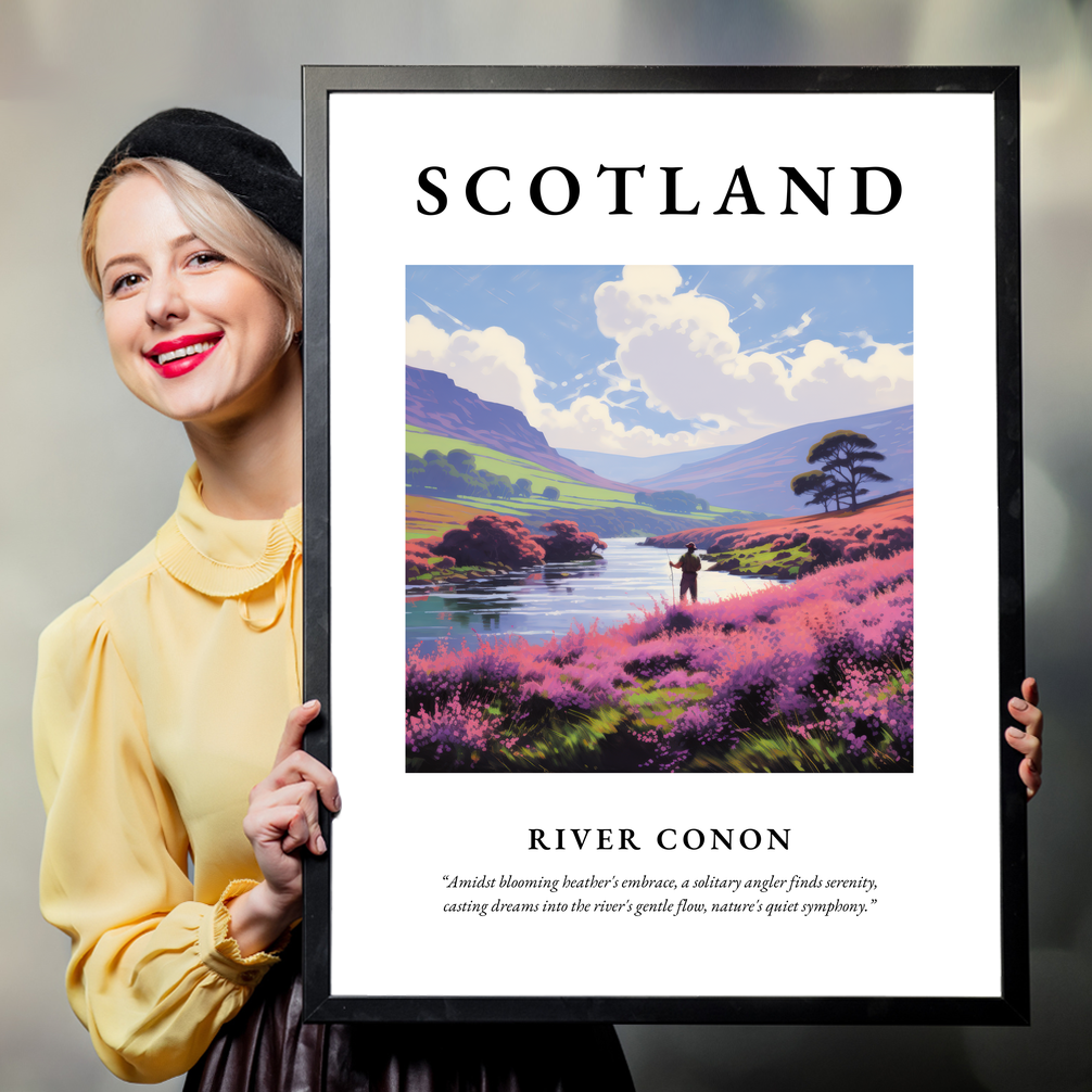 Person holding a poster of River Conon