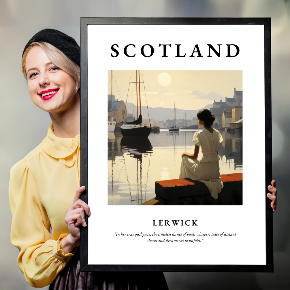 Person holding a poster of Lerwick