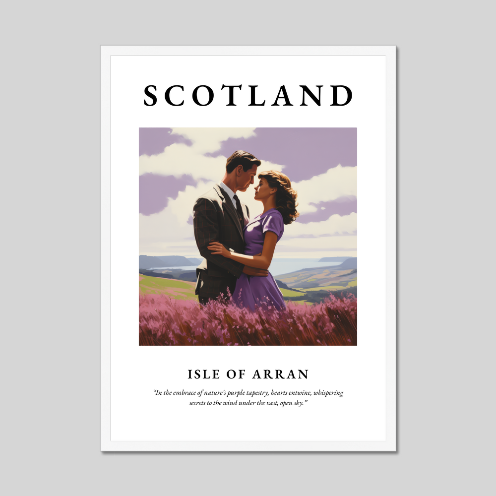 Poster in a white frame with the word Scotland