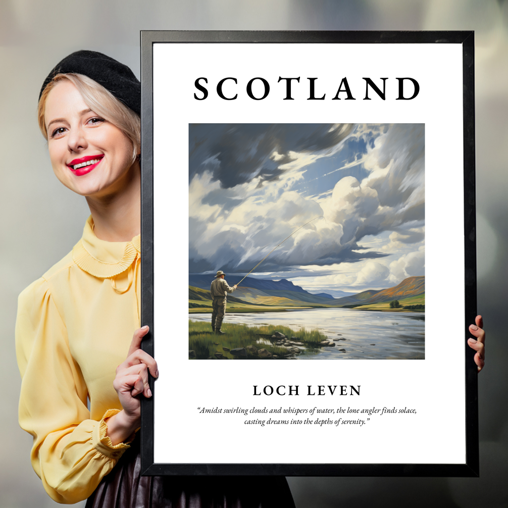 Person holding a poster of Loch Leven