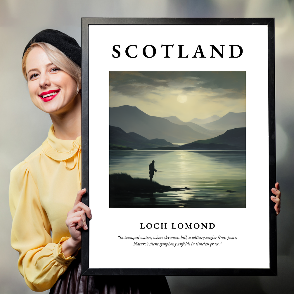 Person holding a poster of Loch Lomond