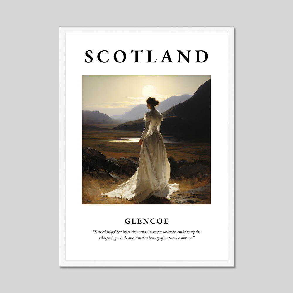 Poster in a white frame with the word Scotland