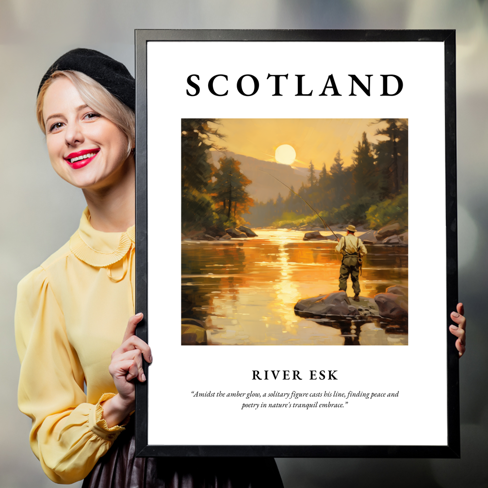 Person holding a poster of River Esk