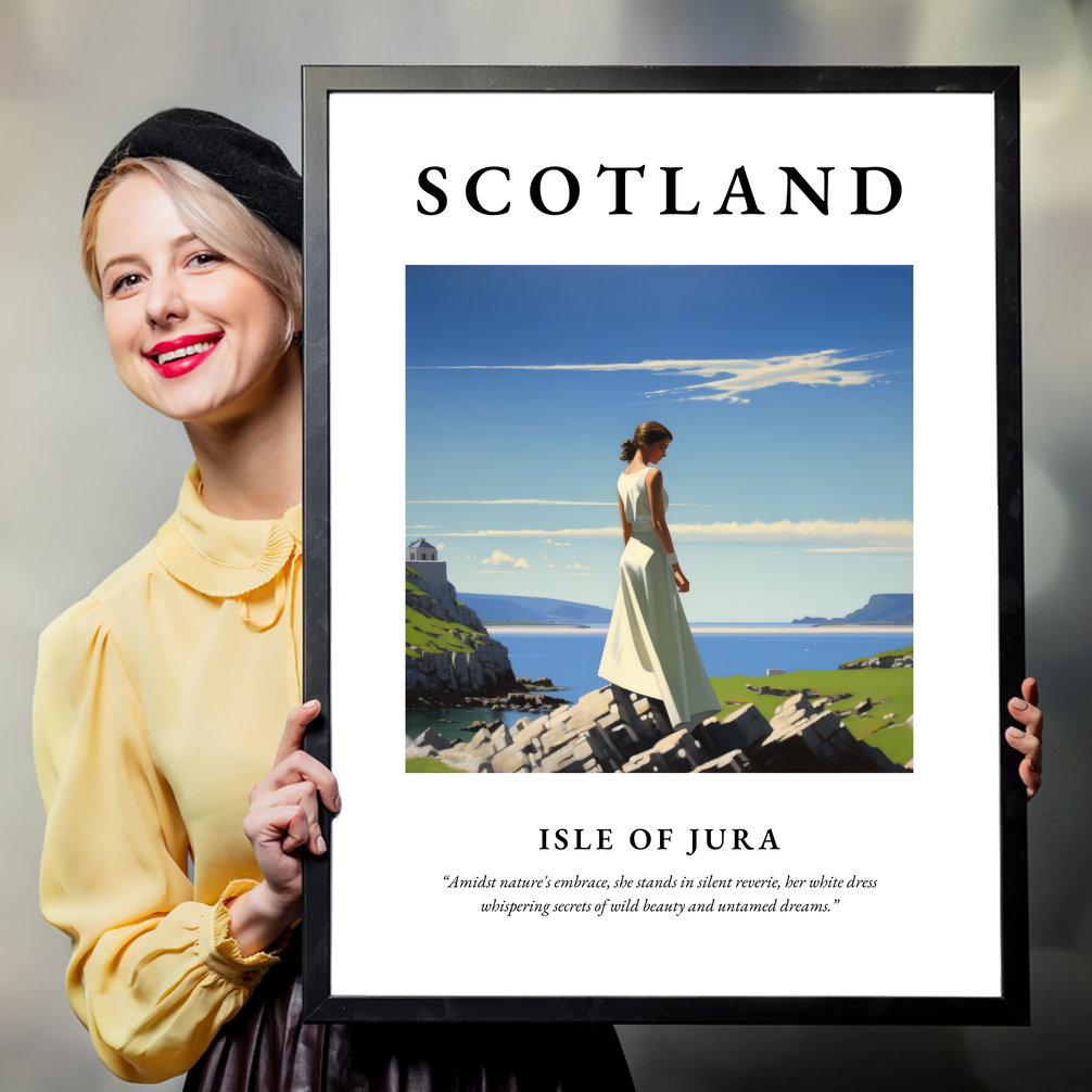 Person holding a poster of Isle of Jura