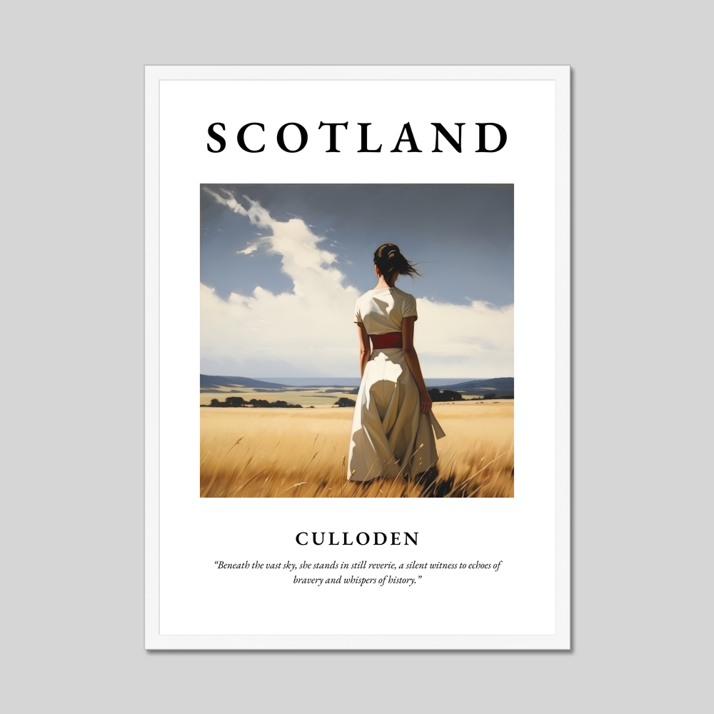 Poster in a white frame with the word Scotland