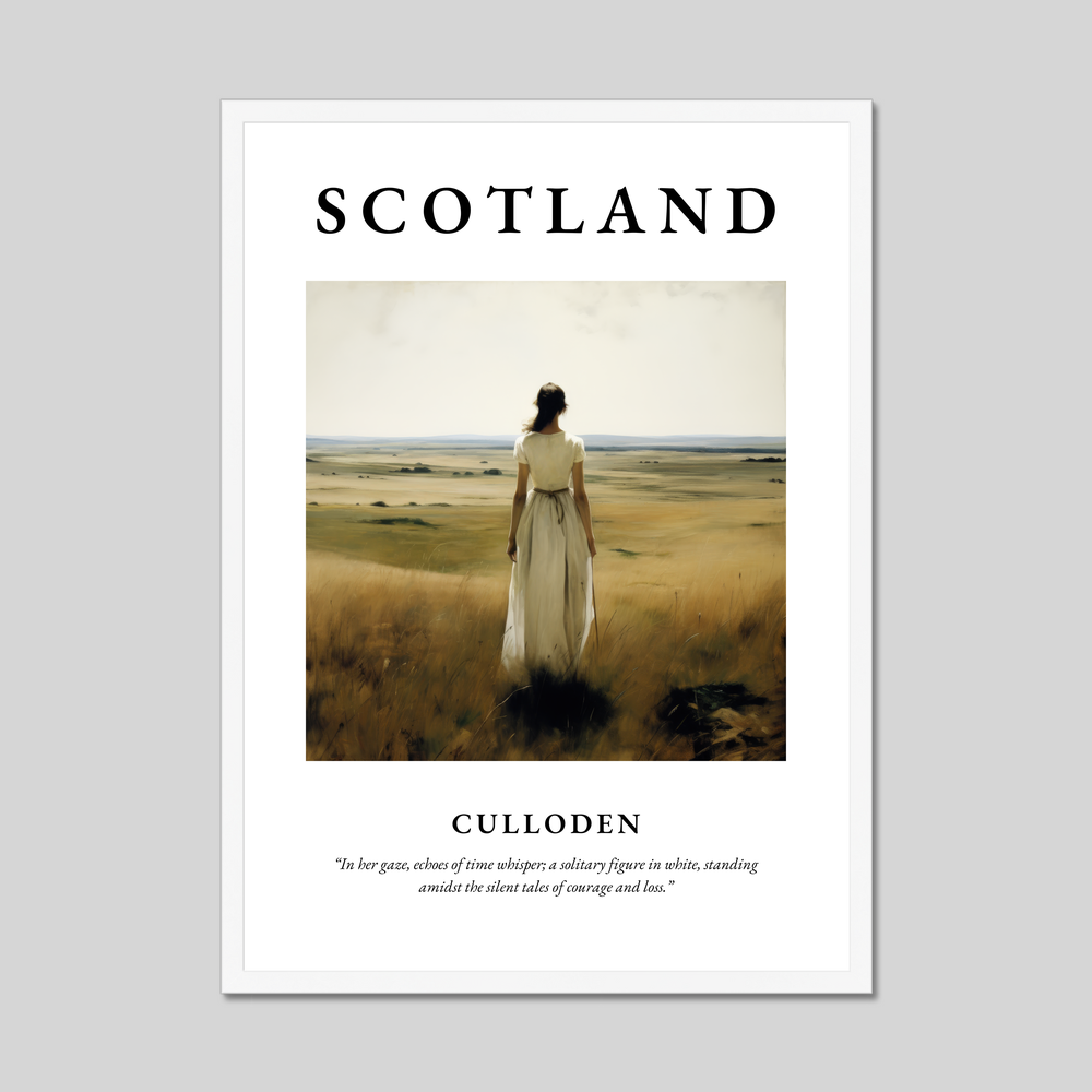 Poster in a white frame with the word Scotland